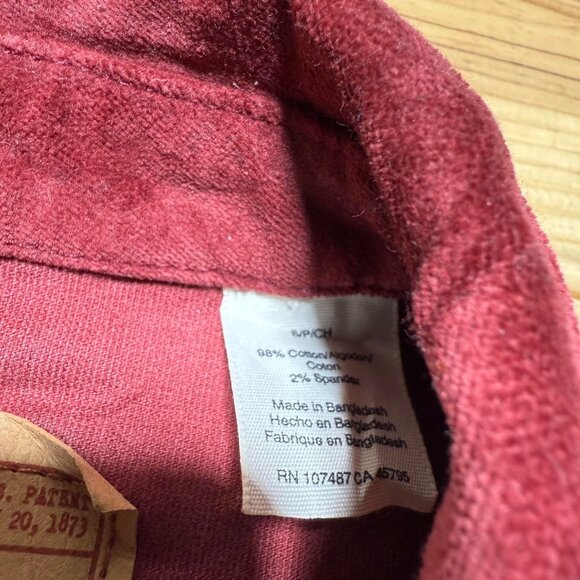 Vintage Y2K Levi Strauss Rhinestone Button Notched Lapel Corduroy Jacket Small - Picture 8 of 12